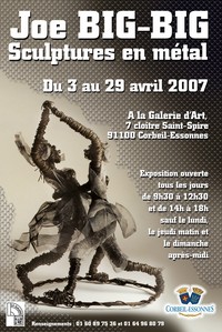 Exposition de sculpture avec Joe Big-Big sculpteur à la Galerie d’Art municipale de Corbeil-Essonnes.